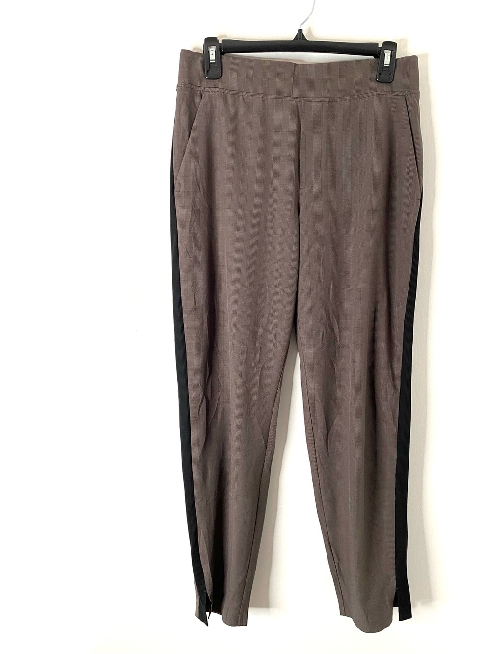 Athleta Brooklyn Ankle Pant Glen Plaid Travel Pants Side Stripe